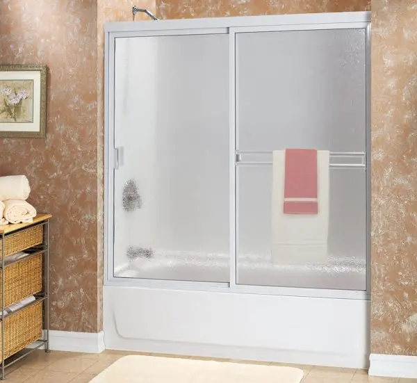 Framed bypass enclosure in obscure glass